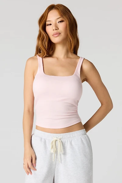 Braless Ribbed Square Neck Tank