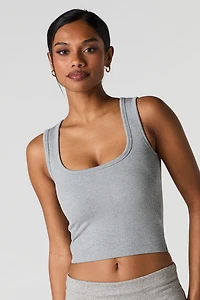 Seamless Ribbed Square Neck Tank with Built-In Cups