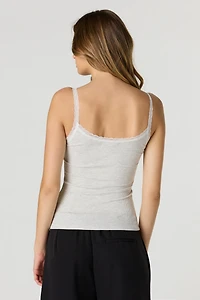 Braless Ribbed Lace Trim Tank