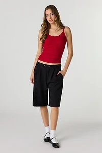 Débardeur côtelé sans soutien-gorge avec liséré de dentelle