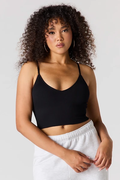 Seamless Ribbed V-Neck Braless Tank