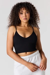 Seamless Ribbed V-Neck Braless Tank