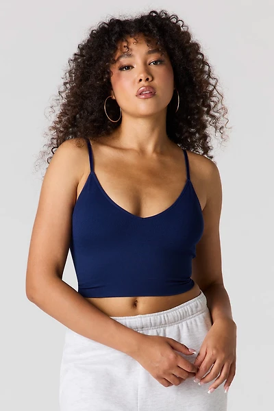 Seamless Ribbed V-Neck Braless Tank