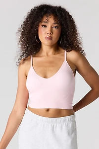 Seamless Ribbed V-Neck Braless Tank