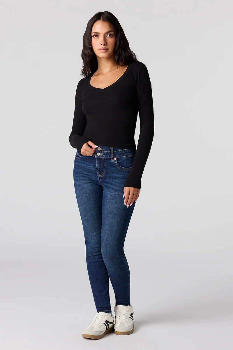 High Rise Push Up Skinny Dark Jean