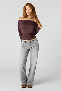 Stretch Low Rise Baggy Light Grey Jean