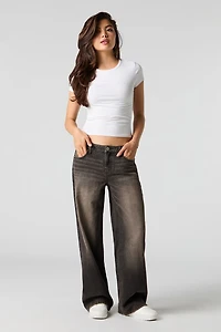 Jean baggy noir à taille basse