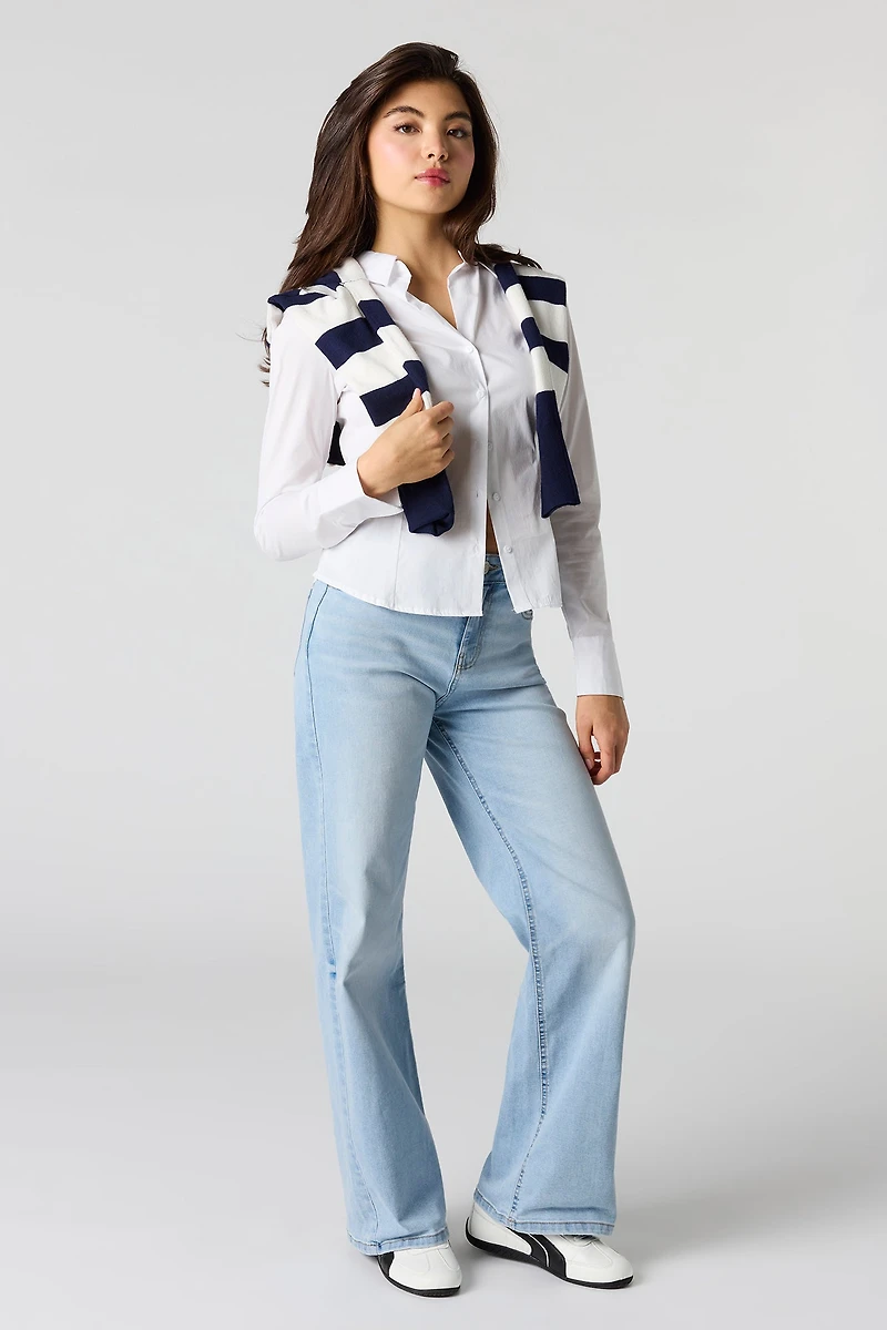 Jean baggy extensible délavé pâle