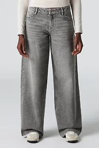 Jean baggy délavé gris à taille basse
