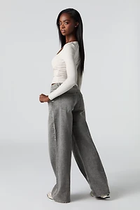 Low Rise Baggy Washed Grey Jean