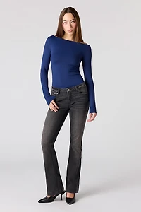 Stretch Low Rise Flare Black Jean