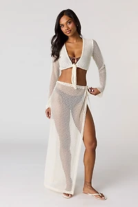 Jupe maxi couvre-maillot crochetée