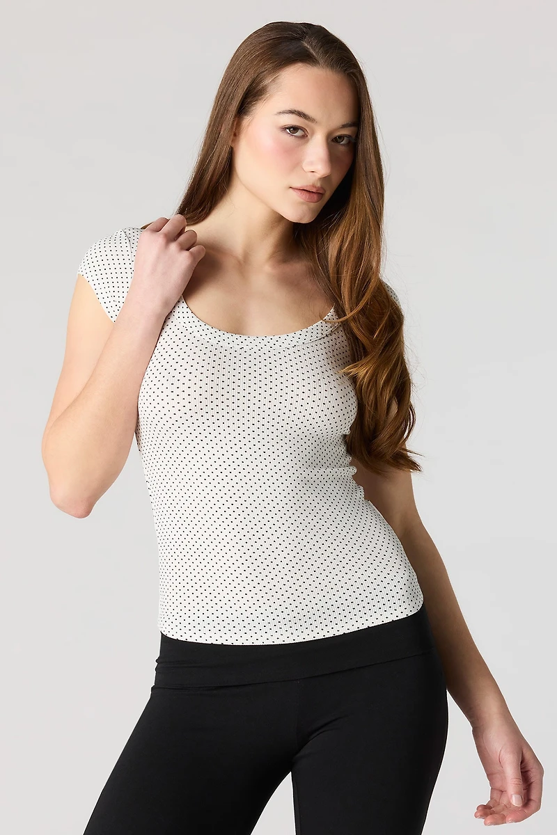 Ribbed Scoop Neck T-Shirt