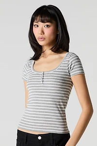 Ribbed Henley T-Shirt