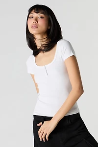 Ribbed Henley T-Shirt