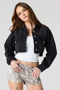 Cropped Cut-Off Denim Jacket