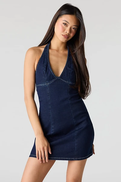 Minirobe bain-de-soleil en denim extensible