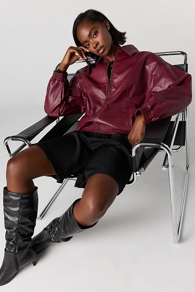 Blouson aviateur en similicuir avec col