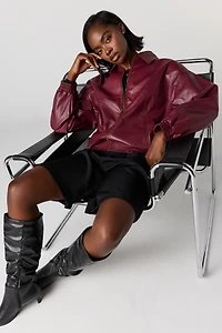 Blouson aviateur en similicuir avec col