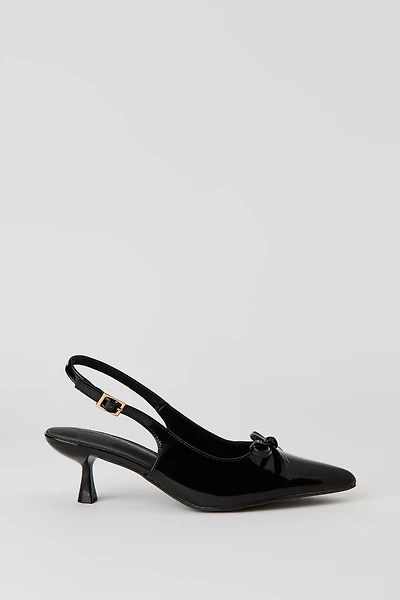 Bow Detail Slingback Kitten Heel