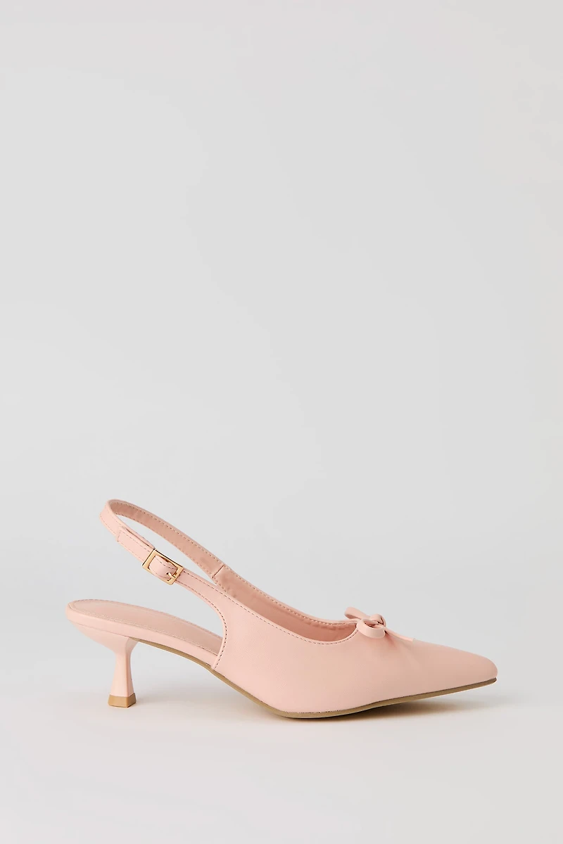 Bow Detail Slingback Kitten Heel