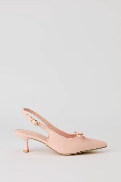 Bow Detail Slingback Kitten Heel