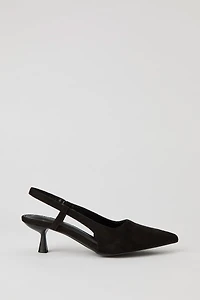 Faux Suede Slingback Kitten Heel