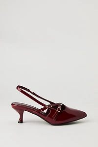 Escarpins à talons bobine en similicuir vernis avec brides