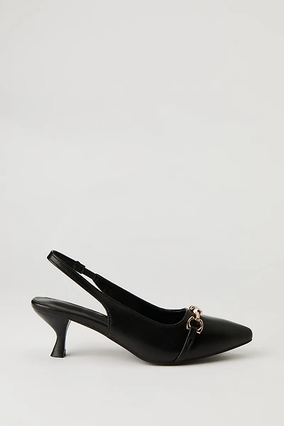 Rhinestone Knit Detail Kitten Heel