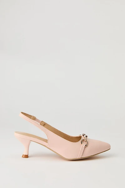 Rhinestone Knit Detail Kitten Heel