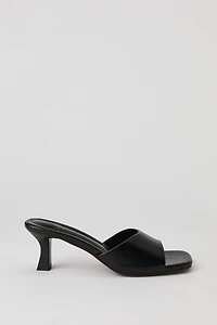 Faux Leather Heeled Mule