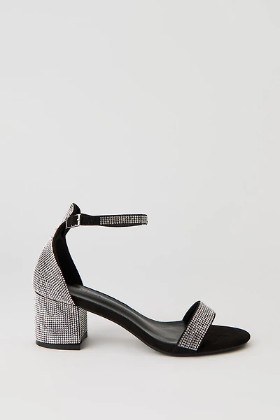 Rhinestone Band Block Heel