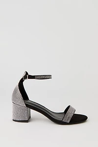 Rhinestone Band Block Heel