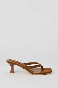 Faux Leather Thong Kitten Heel