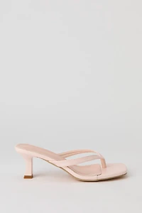 Faux Leather Thong Kitten Heel