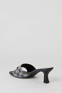Monogram Buckle Heeled Mule