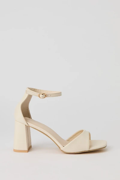 Faux Leather Ankle Band High Heel