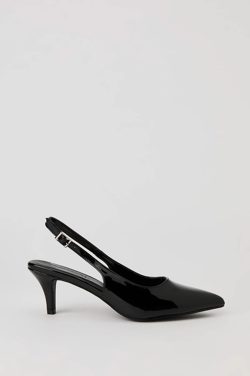 Faux Patent Leather Slingback Pump