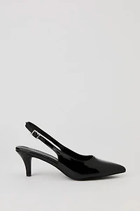 Faux Patent Leather Slingback Pump
