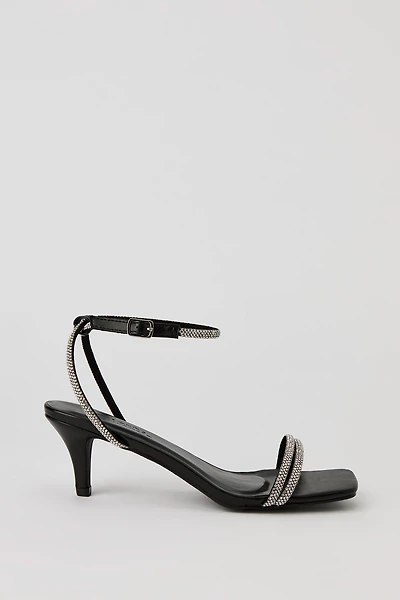 Rhinestone Strappy Kitten Heel