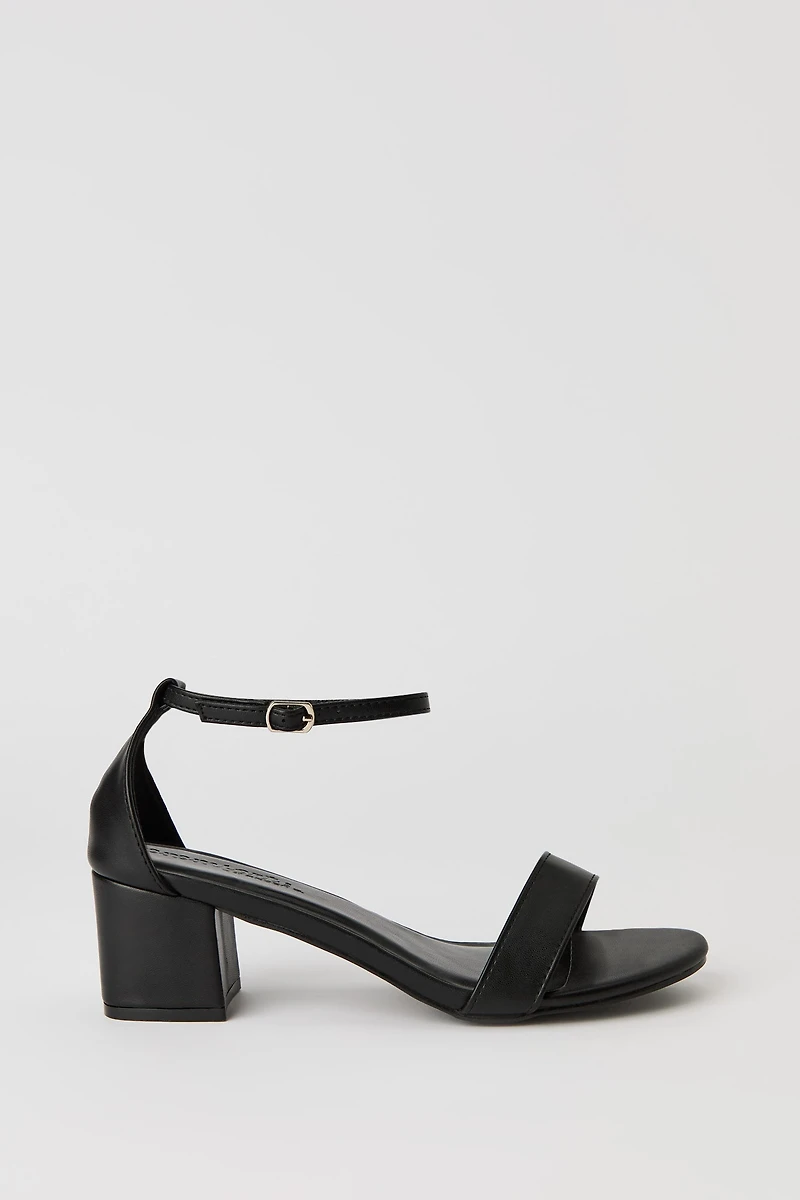 Faux Leather Ankle Strap Heel
