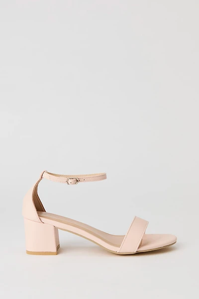 Faux Leather Ankle Strap Heel