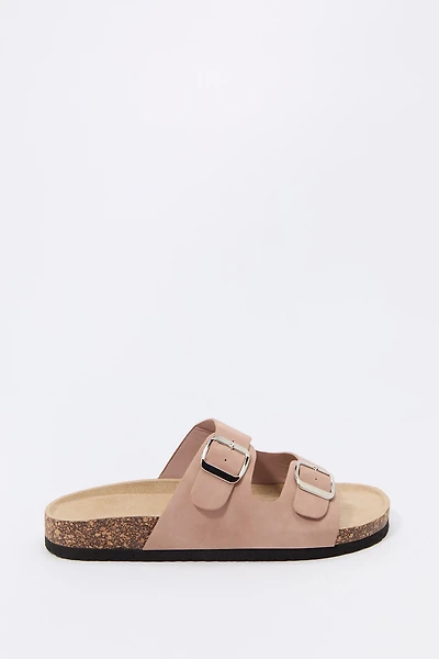 Mules avec semelles en liège et boucle