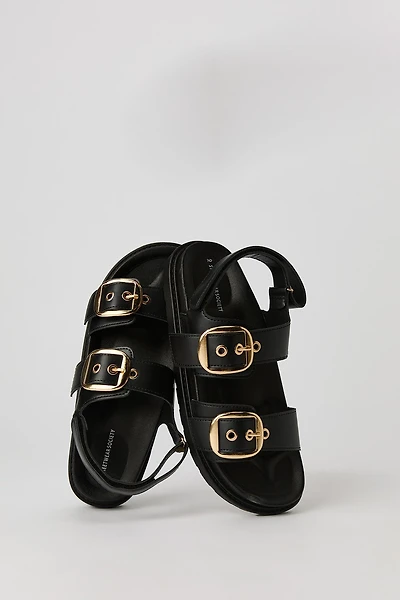 Faux Leather Buckle Sandal