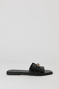 Faux Leather Double H-Strap Sandal