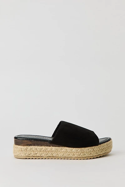 Faux Suede Platform Rope Wedge Slide