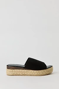 Faux Suede Platform Rope Wedge Slide