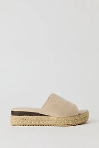 Faux Suede Platform Rope Wedge Slide