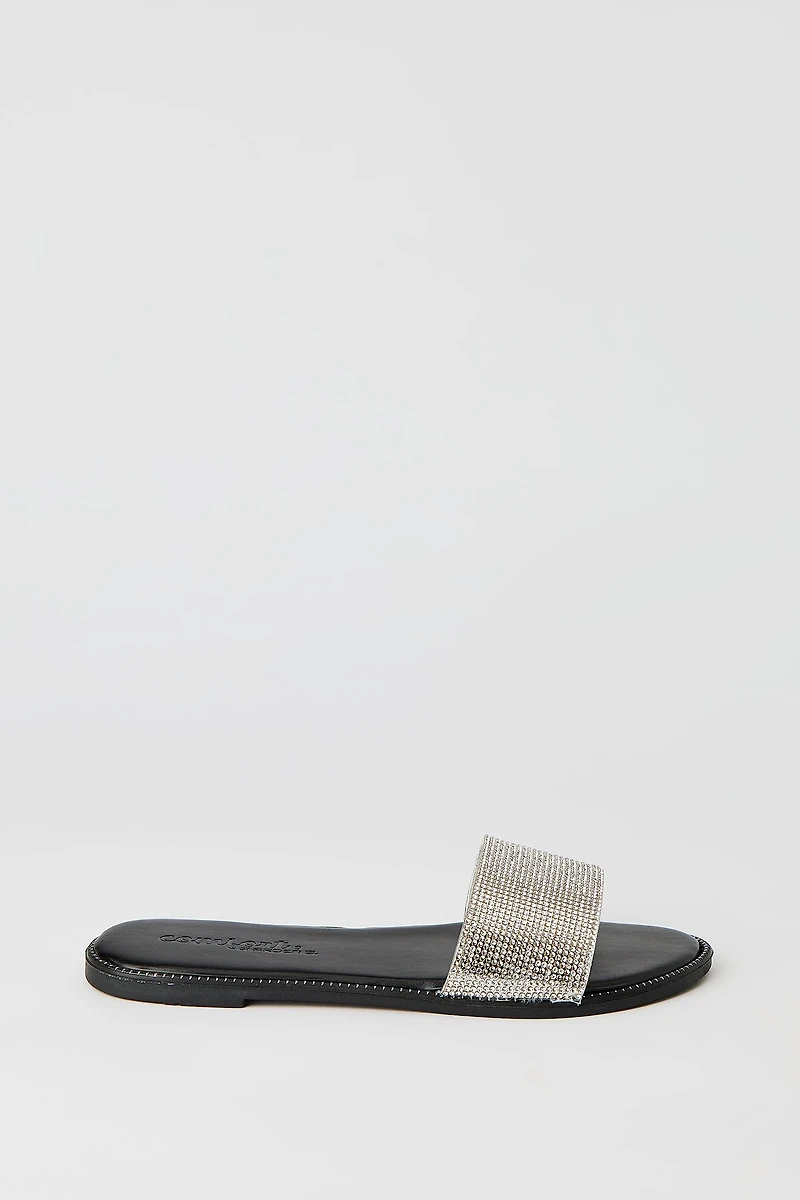 Sandales avec bande garnie de pierres du Rhin