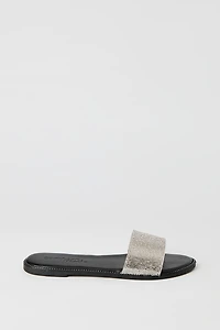 Sandales avec bande garnie de pierres du Rhin